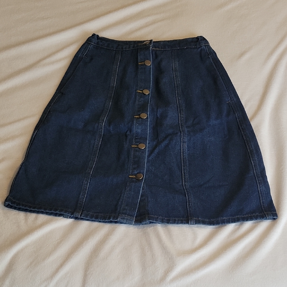 NWOT Allegra K Dark Blue A-Line Denim Skirt